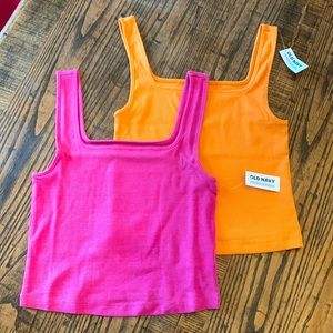 SET OF TWO - Old Navy Square Neck Cropped Tank Top - size MP